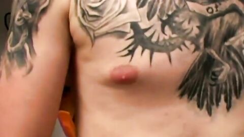 Nerdy Owen Ferral jerked his rod and shoots his creamy load in the sink