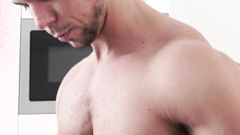 Amazing Angelo Godshack flexes his muscled body before wanking