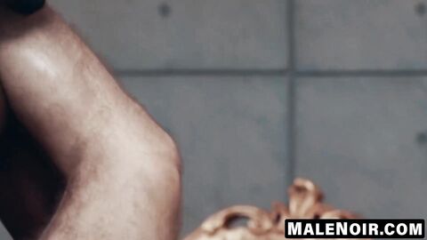 MaleNoir.com - DeAngelo shoots cum into Lucas's rear during hot shoot