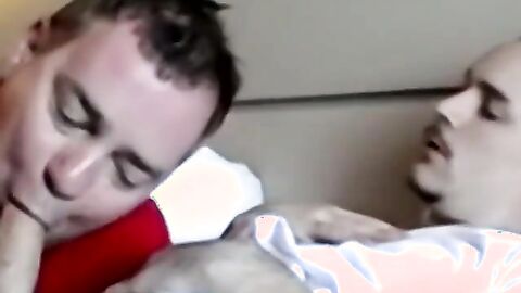 JoeSchmoeXXX.com - Facialized old guy swallows black and white dick together