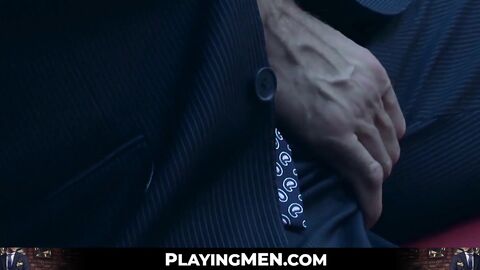 PlayingMen.com - Classy gay Kayden Gray interviews and then fucks a bearded businessm