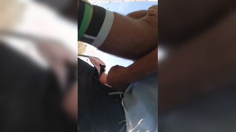 Mature Daddy Strokes Outdoors