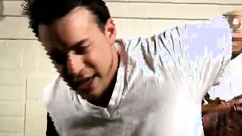 Straight Troy rocked his cock while playing with his big balls