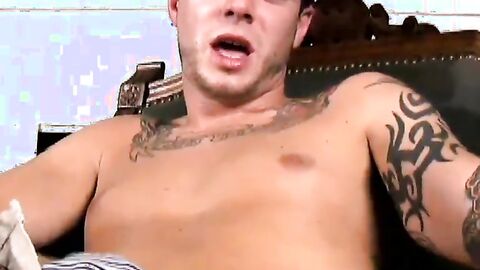 Straight Troy rocked his cock while playing with his big balls