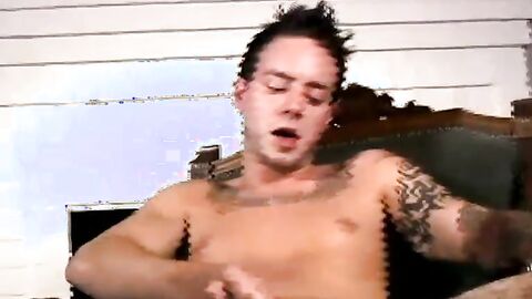 Straight Troy rocked his cock while playing with his big balls