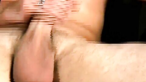 Straight Troy rocked his cock while playing with his big balls