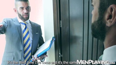 Suited hunk Axel Max is savagely barebacked by hung Hector de Silva