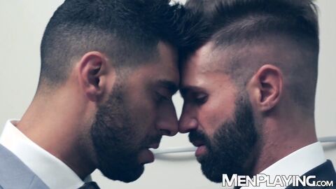 Office bareback plowing with hunks Dani Robles and Mick Stallone