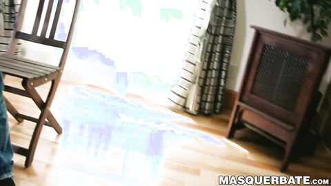 Masked jock Carlos masturbating long dong for us to witness