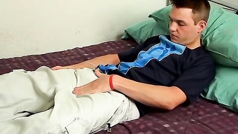 Good looking twink Jeremiah Johnson pulls his dick out