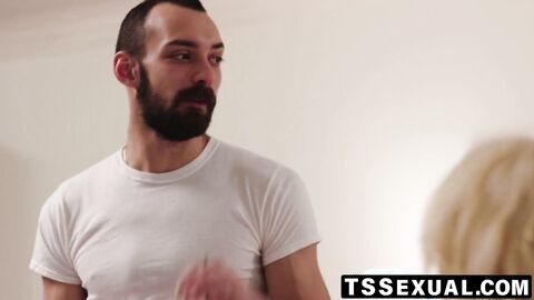 TSSexual.com - Blonde ts Gracie Jane delivers anal to hairy Johnny B