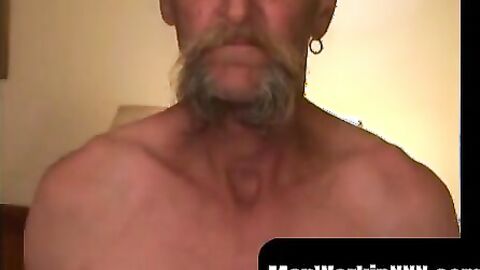MenWorkinXXX.com - Bearded mature homo jerks off his big dick and achieves an intense