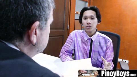 PinoyBoys.com - Young Asian cocksucker penetrated raw in Daddys office bare