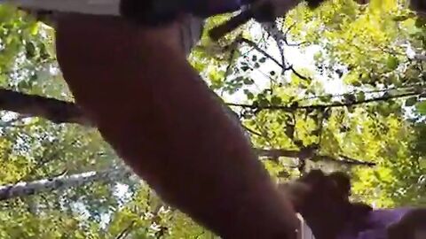 Bearded Daddy Sucks Outdoors