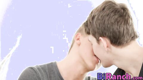 Blonde babe Jenny is ready for some action with two bi dudes