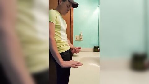 Big-Cock Latin Hunk Jerks Off in Bathroom