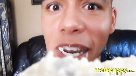 Jose Cortez begs his stepdad Richard Lennox to now swallow him full in his nasty mout