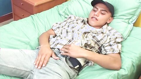 Latin OG sports his uncut cock by solo masturbating until cumshot