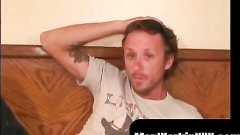 MenWorkinXXX.com - Messy amateur guy smokes while stroking his big cock to climax