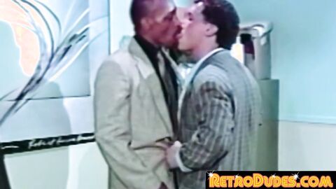 RetroDudes.com - Office stud swaps head with hung black guy before cumming