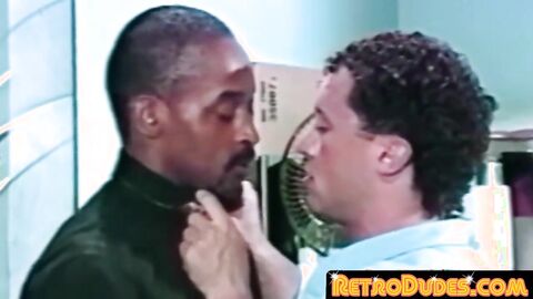 RetroDudes.com - Office stud swaps head with hung black guy before cumming