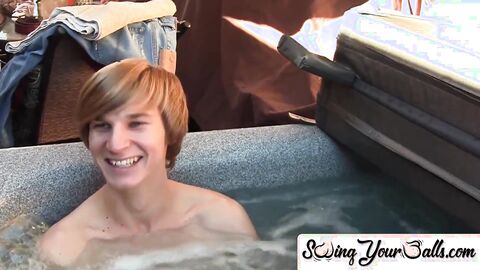 SwingYourBalls.com - Skinny blond amateur plays with his balls while masturbating