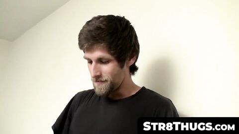 Str8Thugs.com - Hairy straight guy's solo bed tease and intense cock stroking session