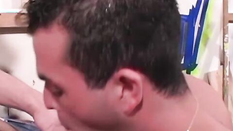 Massive cum facial after a hardcore anal fucking by lustful buddies David Madison and