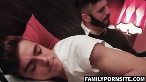 FamilyPornSite.com - Stepdad Romeo Davis grabs me and stuffs cock in mouth