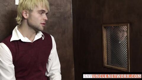 SayUncleNetwork.com - Religious twink deepthroats priest before a raw confessional fu