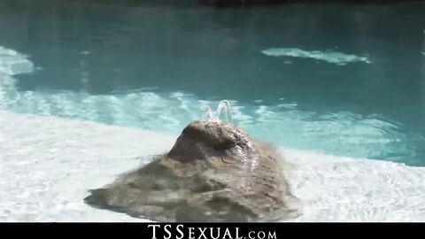 TSSexual.com - Beautiful shemale gets plowed and facialized by husband's employee wit