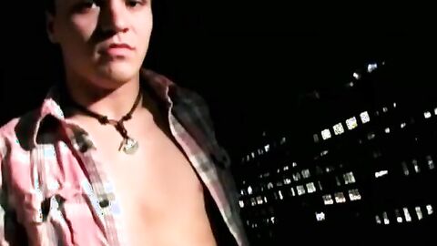 Horny James Kent hops out the window and strokes his dick until he shoots a massive l