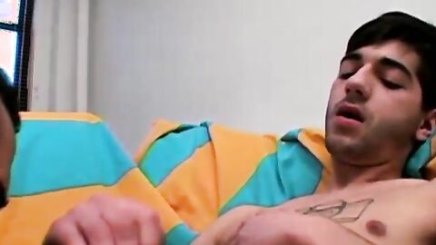 Passionate kissing and cock sucking on the sofa by top guy Roman and horny Zeke