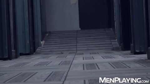 Latino Gabriel Lunna is spitroasted by Cristian Sam and Xavi Duran