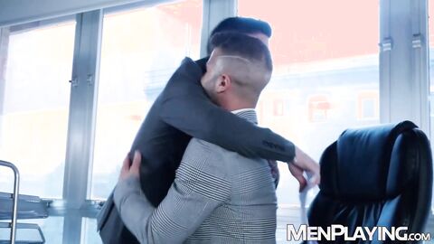 Allen King rips Lucianos pants and roughly breeds him in the office