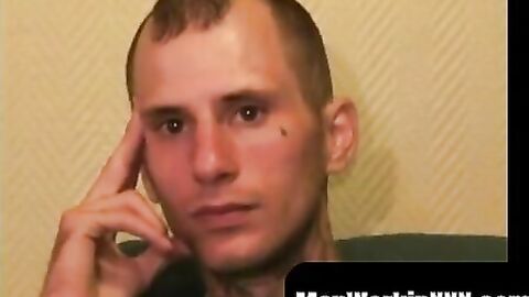 MenWorkinXXX.com - Inked amateur plays with his dick and covers his stomach in cum