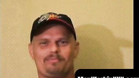 MenWorkinXXX.com - Bear-bellied amateur jerks his big dick and releases a massive loa