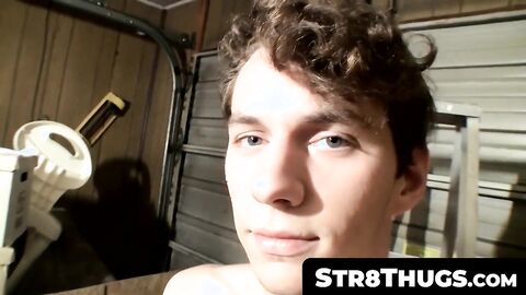 Str8Thugs.com - Young deviant Dean Inja's solo ladder masturbation and cum shot sessi