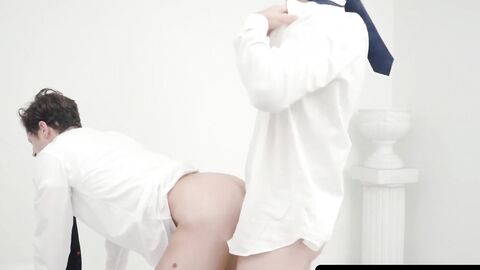 BoyMissionary.com - Obedient Mormon twink's creampie after bareback exam drilling