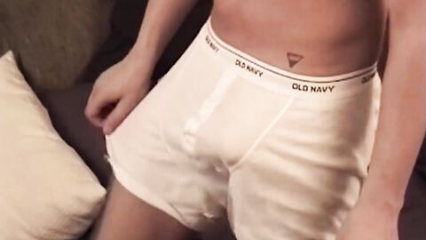 Handsome amateur strips naked to jerk off into big cumshot