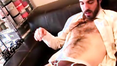 Sexy Pablo took a deepthroat before riding the giant cock of hairy Kyle Cisco