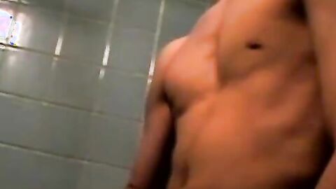 Passionate cock stroking while taking a shower by cutie Jack Hammah