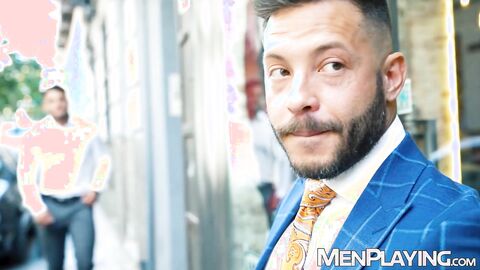 Suited Axel Rockham devours John Brachallis Latino cock before breeding