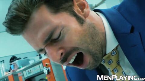Suited men Andy Star and Dario Beck rip their pants to anal plow