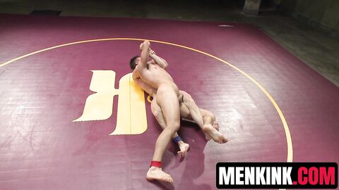 Ripped Mitch Vaughn takes down Beau Reed in naked wrestling