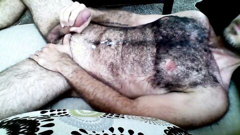 Hairy Horny Daddy Strokes His Big Cock