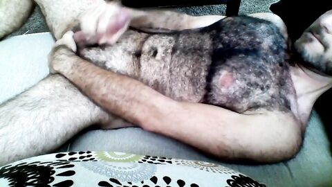Hairy Horny Daddy Strokes His Big Cock