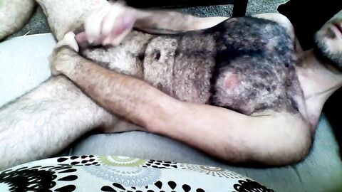 Hairy Horny Daddy Strokes His Big Cock