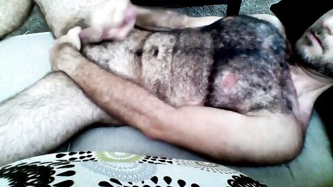 Hairy Horny Daddy Strokes His Big Cock