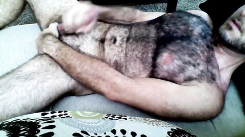 Hairy Horny Daddy Strokes His Big Cock